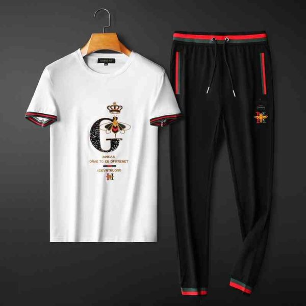 men's sports fashion trend brand clothing summer embroidered short sleeve t-shirt with pants casual sequin suit, Gray
men's sports fashion trend brand clothing summer embroidered short sleeve t-shirt with pants casual sequin suit, Gray