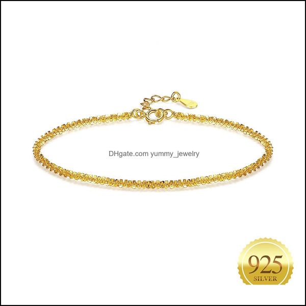 charm bracelets jewelry 2mm 925 sterling sier adjustable bracelet minimalism thin snow/rock chain for women 18k gold plated fine drop delive, Golden;silver
charm bracelets jewelry 2mm 925 sterling sier adjustable bracelet minimalism thin snow/rock chain for women 18k gold plated fine drop delive, Golden;silver
