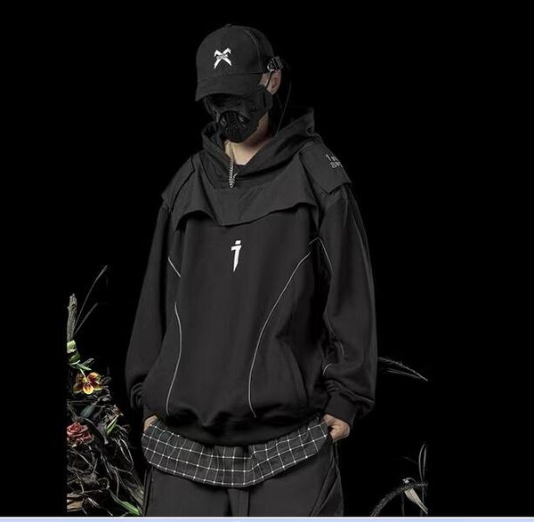 spring and autumn function wind fake two cape hoodie men loose casual reflective strip jumper jacket coat, Black
spring and autumn function wind fake two cape hoodie men loose casual reflective strip jumper jacket coat, Black