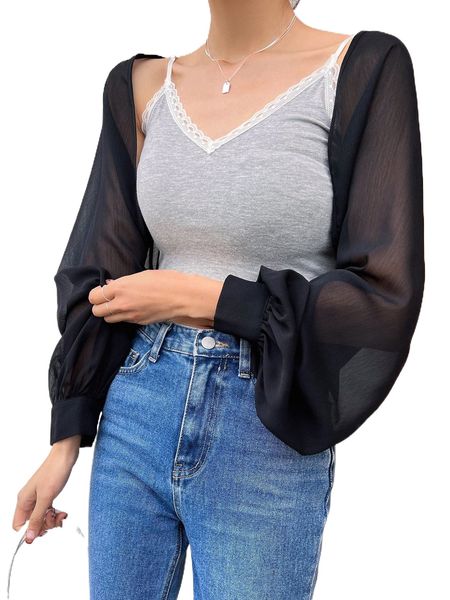 dazy bishop sleeve crop y0g0#, White
dazy bishop sleeve crop y0g0#, White