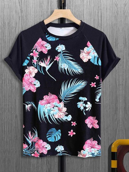 men tropical print raglan sleeve tee g2an#, White;black
men tropical print raglan sleeve tee g2an#, White;black