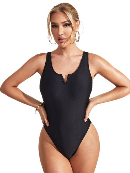 sxy solid v wired one piece swimsuit l4ii#, White;black