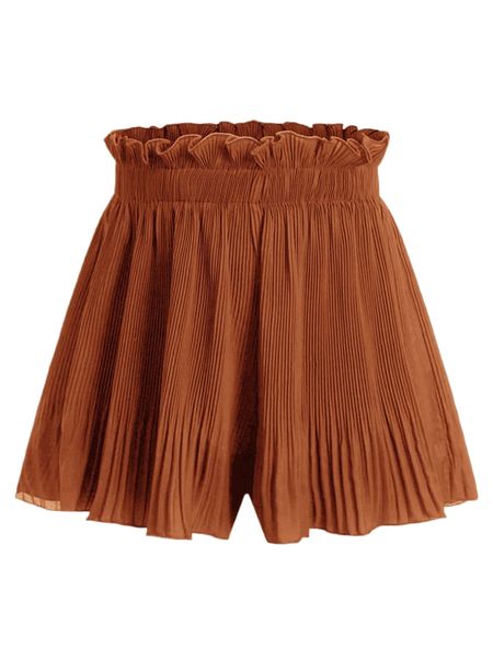 ruffle waist pleated shorts c4x6#, White;black