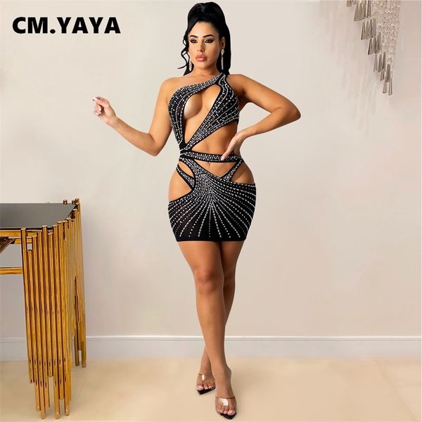 cm.yaya women solid dress inclined shoulder dianmonds slim mini dress party hollow out dress 220516, Black;gray
cm.yaya women solid dress inclined shoulder dianmonds slim mini dress party hollow out dress 220516, Black;gray