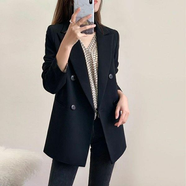 women's suits & blazers fashion women black blazer 2022 spring autumn long sleeve pocket double breasted office ladies business coat fe, White;black
women's suits & blazers fashion women black blazer 2022 spring autumn long sleeve pocket double breasted office ladies business coat fe, White;black