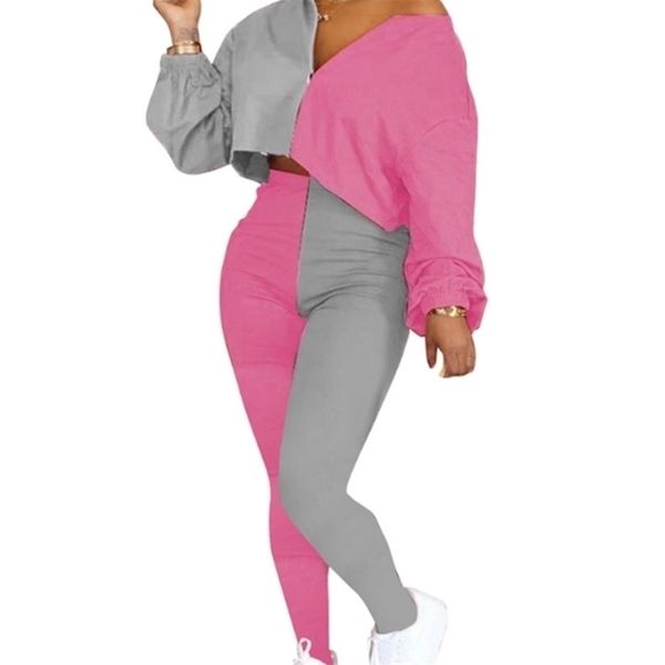 2 piece outfits long sleeve patchwork women off shoulder crop pants set casual jumpsuit autumn long sleeve pure legging lj201125, White
2 piece outfits long sleeve patchwork women off shoulder crop pants set casual jumpsuit autumn long sleeve pure legging lj201125, White