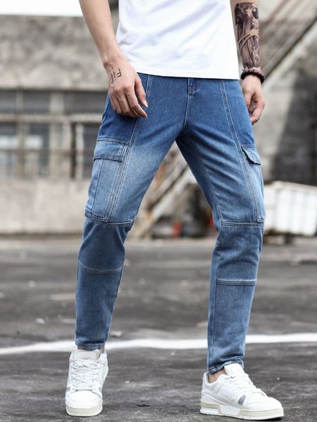 men flap pocket cargo jeans m1sh#, Blue
men flap pocket cargo jeans m1sh#, Blue