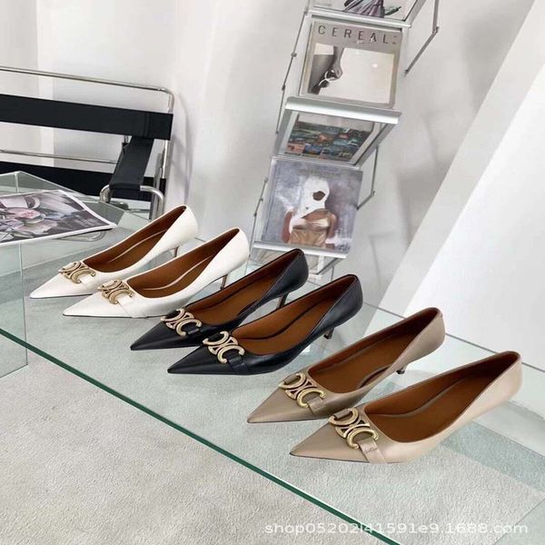 sandals autumn pointed high heels women's commuting versatile metal buckle shallow sheepskin thin heel shoes, Black
sandals autumn pointed high heels women's commuting versatile metal buckle shallow sheepskin thin heel shoes, Black