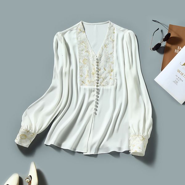 women's blouses & shirts spring shenzhen nanyou high end women's wear mulberry silk satin embroidered shirt solid color v-neck sil, White
women's blouses & shirts spring shenzhen nanyou high end women's wear mulberry silk satin embroidered shirt solid color v-neck sil, White