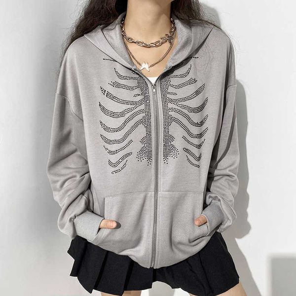 rhinestone skeleton y2k summer zip up oversized hoodie hoodies women vintage hooded jacket streetwear grunge clothes, Black
rhinestone skeleton y2k summer zip up oversized hoodie hoodies women vintage hooded jacket streetwear grunge clothes, Black