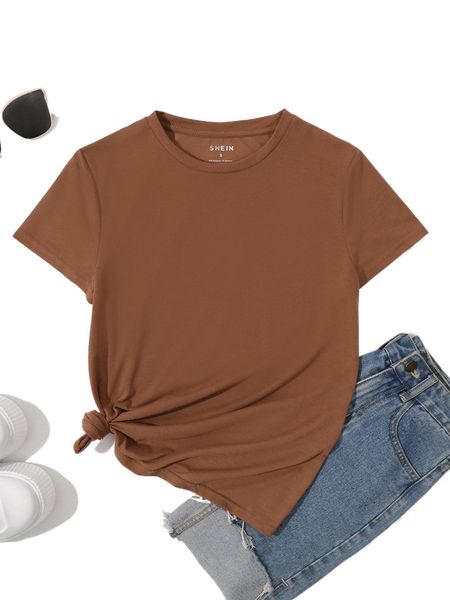 solid round neck tee c56a#, White 
solid round neck tee c56a#, White