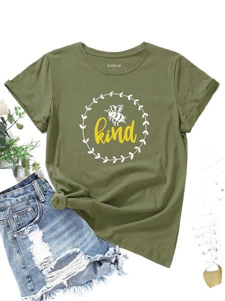 bee & letter graphic tee g4gy#, White
bee & letter graphic tee g4gy#, White