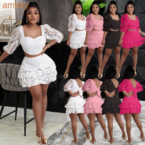 womens two piece skirt suit fashion delicate lace stitching leisure solid color backless short skirts outfits, White
womens two piece skirt suit fashion delicate lace stitching leisure solid color backless short skirts outfits, White