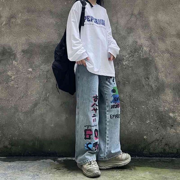 trendy street ins hip hop personalized graffiti loose casual vertical feeling floor dragging straight tube denim pants men and women, Blue
trendy street ins hip hop personalized graffiti loose casual vertical feeling floor dragging straight tube denim pants men and women, Blue
