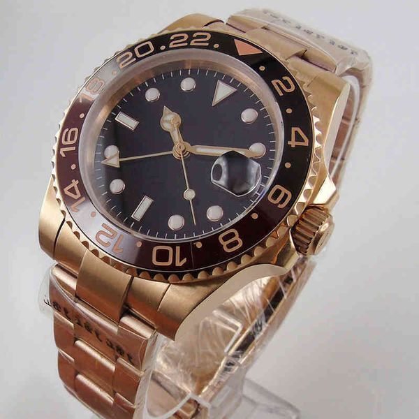 uxury watch date gmt olex 40mm black dial sapphire glass ceramic bezel gmt see-through backautomatic movement men's watch, Slivery;brown
uxury watch date gmt olex 40mm black dial sapphire glass ceramic bezel gmt see-through backautomatic movement men's watch, Slivery;brown