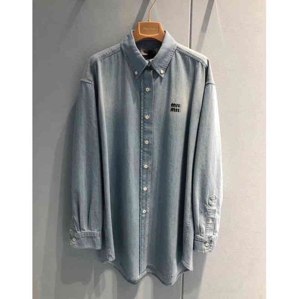 women's blouses shirts miu home full body wash button up denim shirt years early autumn product false letter embroidery jacket fema 4pi, White
women's blouses shirts miu home full body wash button up denim shirt years early autumn product false letter embroidery jacket fema 4pi, White