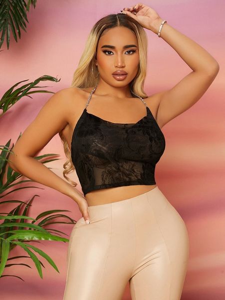 sxy floral print chain strappy cami s6cf#, White