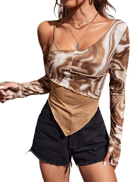 marble print asymmetrical hem crop tee u2fw#, White
marble print asymmetrical hem crop tee u2fw#, White