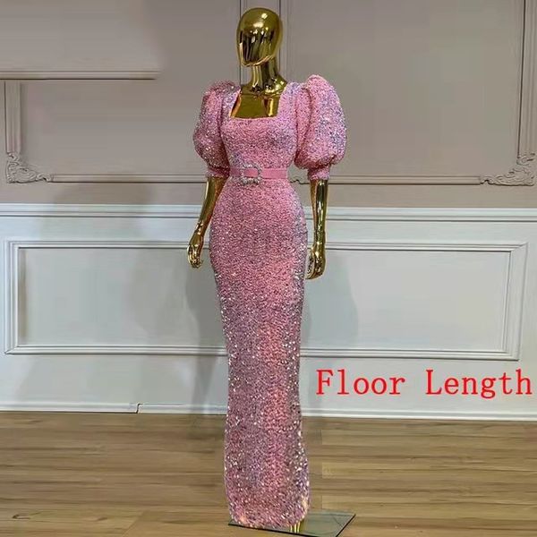 fuchsia pink mermaid arabic prom dresses with puffy sleeve 2022 square neck sparkly beaded sequins african aso ebi evening engagement dress, Black 
fuchsia pink mermaid arabic prom dresses with puffy sleeve 2022 square neck sparkly beaded sequins african aso ebi evening engagement dress, Black