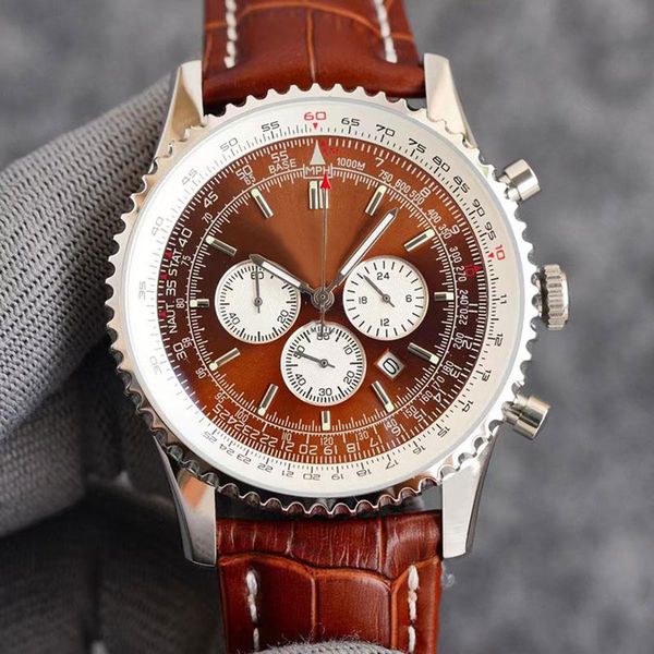 sports style mens watches classic quartz wristwatch 43mm leather strap life waterproof business wristwatches gift for men orologio di lusso, Slivery;brown
sports style mens watches classic quartz wristwatch 43mm leather strap life waterproof business wristwatches gift for men orologio di lusso, Slivery;brown