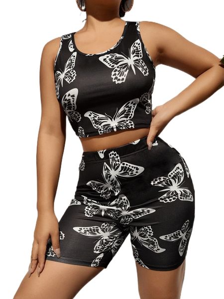 butterfly print tank & biker shorts z83q#, White
butterfly print tank & biker shorts z83q#, White