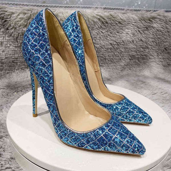 12cm women's very high heel shoes shoes with bright blue sequins pointed toe stiletto elegant t220730, Black
12cm women's very high heel shoes shoes with bright blue sequins pointed toe stiletto elegant t220730, Black