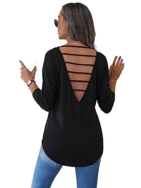 solid cut out back tee f5ls#, White
