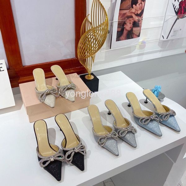 slippers high end quality bowknot semi trailer high heels thin heel baotou slippers back empty sandals, Black
slippers high end quality bowknot semi trailer high heels thin heel baotou slippers back empty sandals, Black