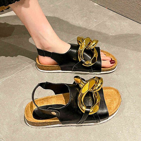 women sandals chain decoration pu leather plus size female casual shoes slip-on ladies solid beach outdoors summer footwear new y220526, Black
women sandals chain decoration pu leather plus size female casual shoes slip-on ladies solid beach outdoors summer footwear new y220526, Black