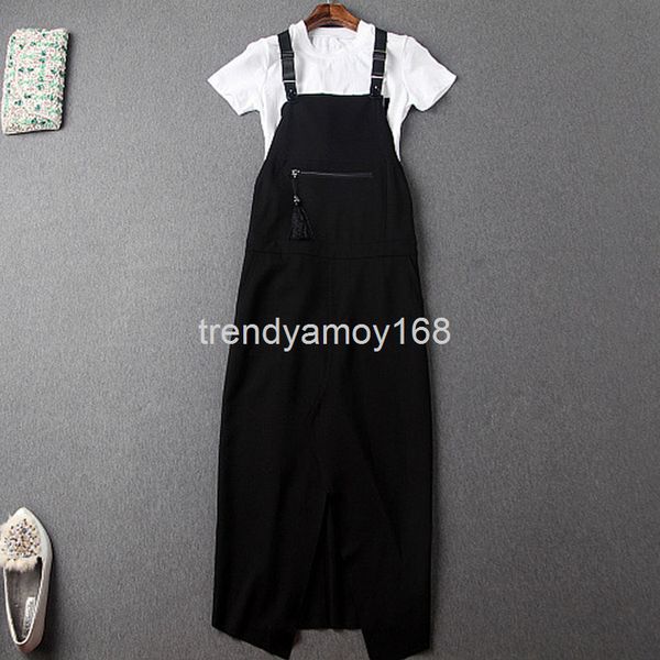 women's two piece pants spring / summer fashion versatile letter short sleeved t-shirt + temperament medium long suspender skirt set t4, White
women's two piece pants spring / summer fashion versatile letter short sleeved t-shirt + temperament medium long suspender skirt set t4, White