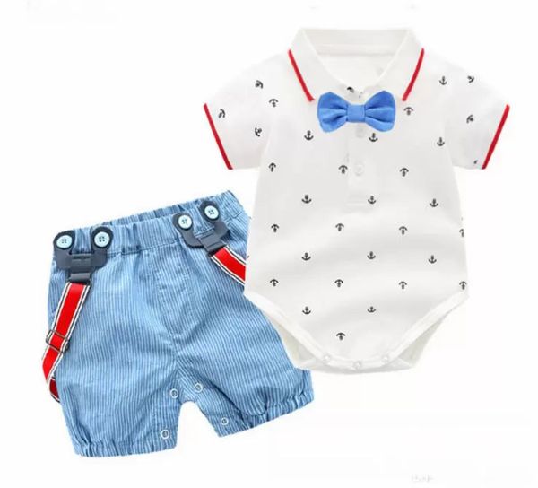 summer baby boys clothes sets infant arrow printed bows tie lapel short sleeve romper stripe suspender shorts 2pcs toddler kids casual outfi, White 
summer baby boys clothes sets infant arrow printed bows tie lapel short sleeve romper stripe suspender shorts 2pcs toddler kids casual outfi, White