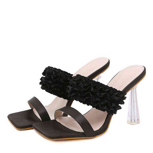 slippers party for women summer outdoor slides sandals fashion open toe transparent crystal high heels shoes female black 220321
slippers party for women summer outdoor slides sandals fashion open toe transparent crystal high heels shoes female black 220321