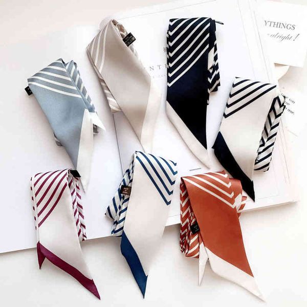 designer silk head bag hair scarf simple stripe silk scarf womens spring and autumn long professional foreign style decoration small ribbon, Blue;gray
designer silk head bag hair scarf simple stripe silk scarf womens spring and autumn long professional foreign style decoration small ribbon, Blue;gray