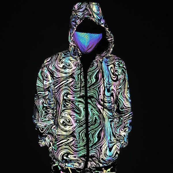 men's jackets drop holographic reflective men techwear night walk dance hip hop breathable hooded coat jaqueta masculina men's, Black;brown
men's jackets drop holographic reflective men techwear night walk dance hip hop breathable hooded coat jaqueta masculina men's, Black;brown
