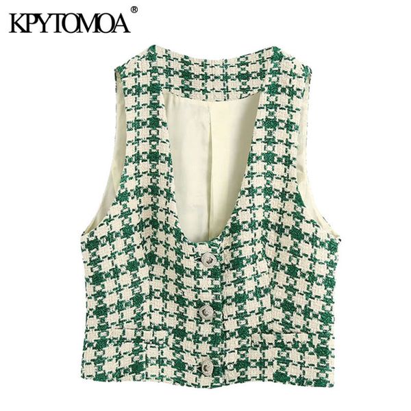 kpytomoa women fashion buttonup tweed cropped vests coat vintage v neck long sleeve female outerwear chic 201031, Black;white
kpytomoa women fashion buttonup tweed cropped vests coat vintage v neck long sleeve female outerwear chic 201031, Black;white