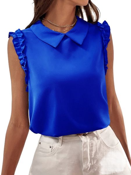 frill trim keyhole back blouse x7cw#, White
frill trim keyhole back blouse x7cw#, White