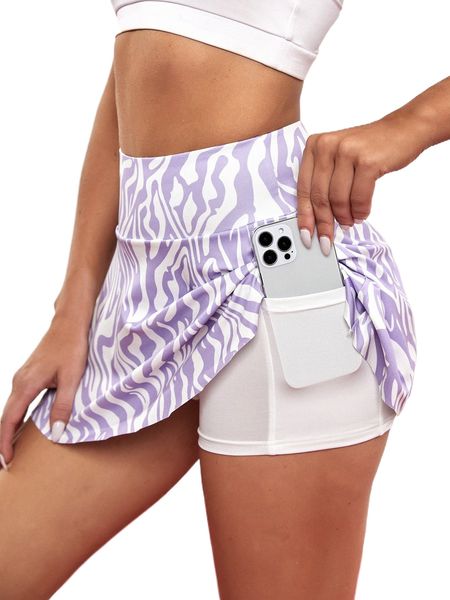 zebra stripe sports skort with phone pocket e4ke#, Gray 
zebra stripe sports skort with phone pocket e4ke#, Gray