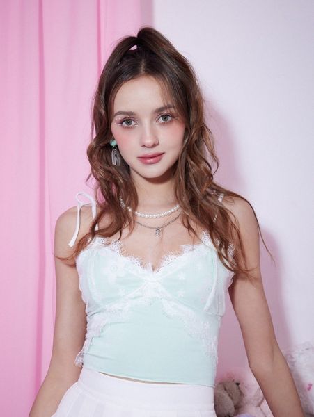 romwe contrast lace cami c0qt#, White