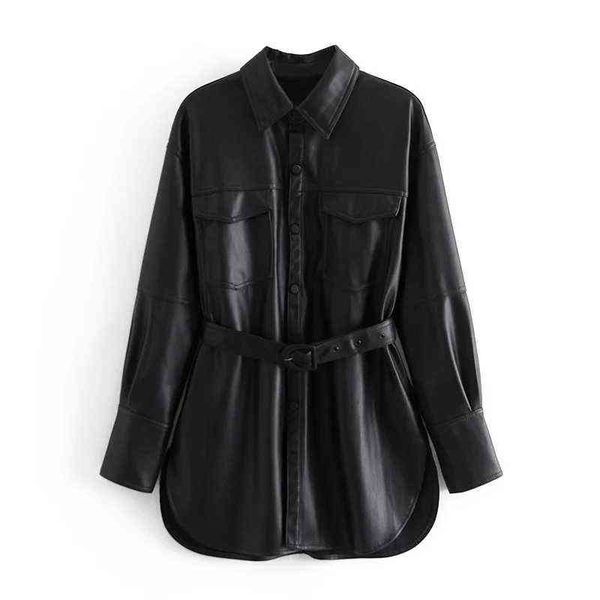 xnwmnz women black elegant classic faux leather jacket coat with belt ladies long sleeve loose oversize boy friend retro coat l220728
xnwmnz women black elegant classic faux leather jacket coat with belt ladies long sleeve loose oversize boy friend retro coat l220728
