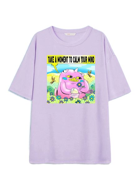 romwe x moldazor cartoon slogan graphic tee r3ba#, White 
romwe x moldazor cartoon slogan graphic tee r3ba#, White