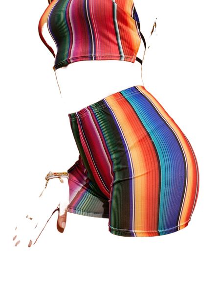 1pc rainbow striped print biker shorts u1kg#, White;black
1pc rainbow striped print biker shorts u1kg#, White;black