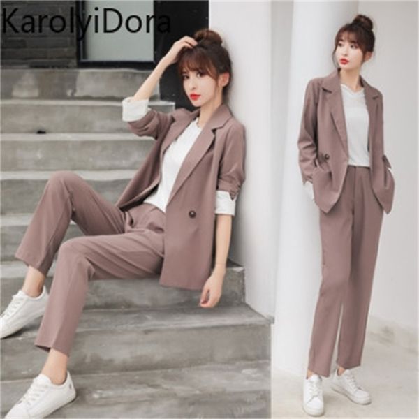 women's suit summer new women trousers suit long sleeve blazer casual pants suit jacket coat loose office lady 2 piece set t200818, White
women's suit summer new women trousers suit long sleeve blazer casual pants suit jacket coat loose office lady 2 piece set t200818, White