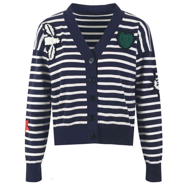women's knits tees hong kong style fashion v-neck embroidery love stripe badge sweater cardigan women's autumn and winter c2p5, White
women's knits tees hong kong style fashion v-neck embroidery love stripe badge sweater cardigan women's autumn and winter c2p5, White