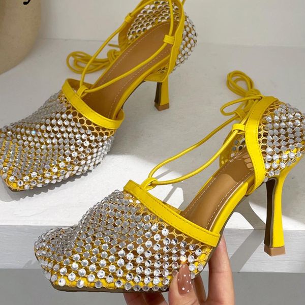 elegant crystal diamonds breathable mesh women pumps shoes fashion hollow out summer lace-up high heel sandals cx220331, Black
elegant crystal diamonds breathable mesh women pumps shoes fashion hollow out summer lace-up high heel sandals cx220331, Black