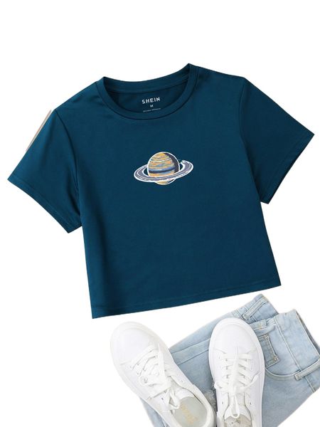 planet print crop tee 29ml#, White
planet print crop tee 29ml#, White