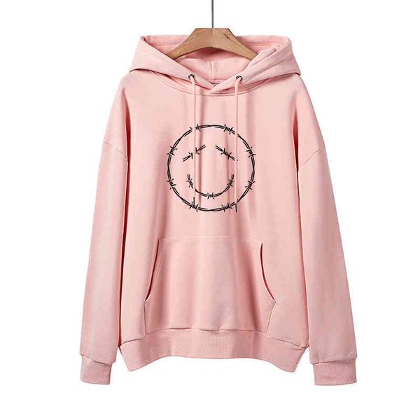 autumn and winter women's smiling face print hooded pullover thin terry men's sweater, Black
autumn and winter women's smiling face print hooded pullover thin terry men's sweater, Black