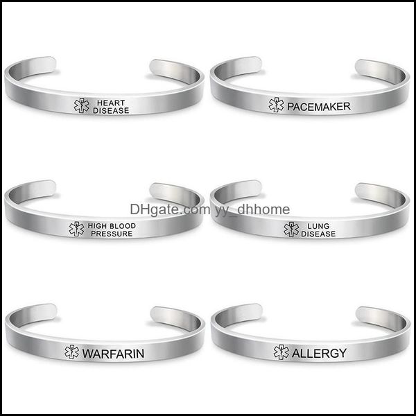 bangle bracelets jewelry medical alert id bangles engravable diabetes stainless steel open cuff bracelet friendship drop delivery 2021 fwy8p, Black
bangle bracelets jewelry medical alert id bangles engravable diabetes stainless steel open cuff bracelet friendship drop delivery 2021 fwy8p, Black