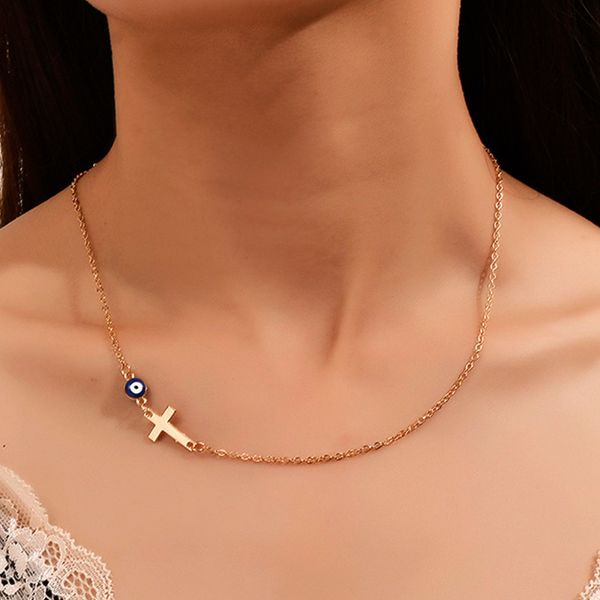 fashion simple cross choker necklace for women trendy lucky turkish evil eye necklace wedding, Silver
fashion simple cross choker necklace for women trendy lucky turkish evil eye necklace wedding, Silver