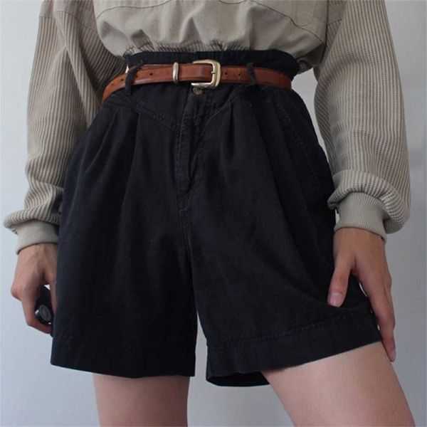 casual shorts female summer high waist women's black fashion denim streetwear vintage 210702, White;black
casual shorts female summer high waist women's black fashion denim streetwear vintage 210702, White;black