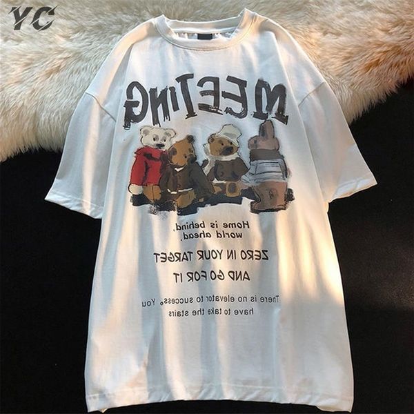 ins cartoon bear print t-shirt cotton cc summer mens short sleeve trendy t shirt male korean ulzzang bf tees 220708, White;black
ins cartoon bear print t-shirt cotton cc summer mens short sleeve trendy t shirt male korean ulzzang bf tees 220708, White;black
